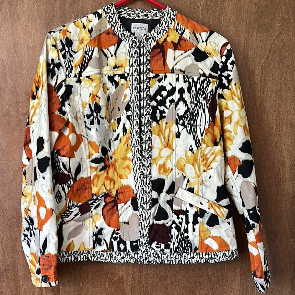Chico's Multicolor Floral Patterned Jacket - image 1
